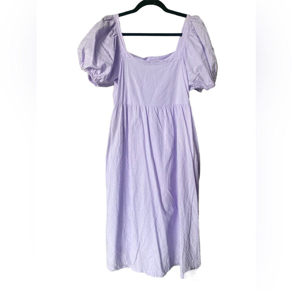 TARGET A NEW DAY LAVENDER PURPLE PUFF SLEEVES MIDI DRESS WOMEN’S MEDIUM COTTON